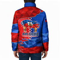 Haiti Flag Day Arcahaie 1803 Padded Jacket Geometric Low Poly Flag Art - Birthplace Of Liberty Graphic