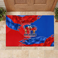 Haiti Flag Day Arcahaie 1803 Rubber Doormat Geometric Low Poly Flag Art - Birthplace Of Liberty Graphic