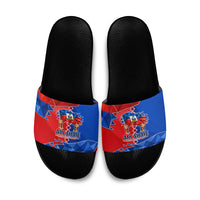 Haiti Flag Day Arcahaie 1803 Slide Sandals Geometric Low Poly Flag Art - Birthplace Of Liberty Graphic