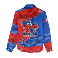 Haiti Flag Day Arcahaie 1803 Women Casual Shirt Geometric Low Poly Flag Art - Birthplace Of Liberty Graphic