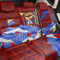 Haiti Flag Day Soul Of The Free L Union Fait La Force Back Car Seat Cover Peace Dove And Power Fist Art With Hibiscus And Broken Chains
