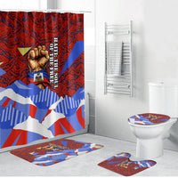 Haiti Flag Day Soul Of The Free L Union Fait La Force Bathroom Set Peace Dove And Power Fist Art With Hibiscus And Broken Chains