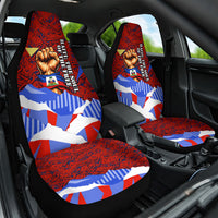 Haiti Flag Day Soul Of The Free L Union Fait La Force Car Seat Cover Peace Dove And Power Fist Art With Hibiscus And Broken Chains