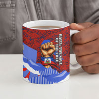 Haiti Flag Day Soul Of The Free L Union Fait La Force Ceramic Mug Peace Dove And Power Fist Art With Hibiscus And Broken Chains