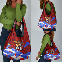 Haiti Flag Day Soul Of The Free L Union Fait La Force Grocery Bag Peace Dove And Power Fist Art With Hibiscus And Broken Chains