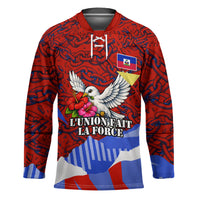 Haiti Flag Day Soul Of The Free L Union Fait La Force Hockey Jersey Peace Dove And Power Fist Art With Hibiscus And Broken Chains