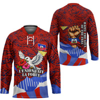 Haiti Flag Day Soul Of The Free L Union Fait La Force Hockey Jersey Peace Dove And Power Fist Art With Hibiscus And Broken Chains