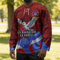 Haiti Flag Day Soul Of The Free L Union Fait La Force Hockey Jersey Peace Dove And Power Fist Art With Hibiscus And Broken Chains