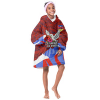 Haiti Flag Day Soul Of The Free L Union Fait La Force Kid Wearable Blanket Hoodie Peace Dove And Power Fist Art With Hibiscus And Broken Chains
