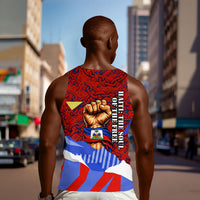Haiti Flag Day Soul Of The Free L Union Fait La Force Men Tank Top Peace Dove And Power Fist Art With Hibiscus And Broken Chains