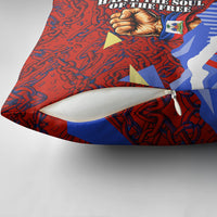 Haiti Flag Day Soul Of The Free L Union Fait La Force Pillow Cover Peace Dove And Power Fist Art With Hibiscus And Broken Chains
