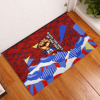 Haiti Flag Day Soul Of The Free L Union Fait La Force Rubber Doormat Peace Dove And Power Fist Art With Hibiscus And Broken Chains