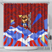 Haiti Flag Day Soul Of The Free L Union Fait La Force Shower Curtain Peace Dove And Power Fist Art With Hibiscus And Broken Chains