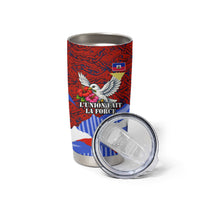 Haiti Flag Day Soul Of The Free L Union Fait La Force Tumbler Cup Peace Dove And Power Fist Art With Hibiscus And Broken Chains