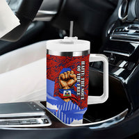 Haiti Flag Day Soul Of The Free L Union Fait La Force Tumbler With Handle Peace Dove And Power Fist Art With Hibiscus And Broken Chains