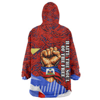Haiti Flag Day Soul Of The Free L Union Fait La Force Wearable Blanket Hoodie Peace Dove And Power Fist Art With Hibiscus And Broken Chains