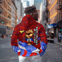 Haiti Flag Day Soul Of The Free L Union Fait La Force Zip Hoodie Peace Dove And Power Fist Art With Hibiscus And Broken Chains