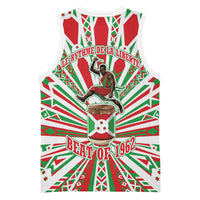 Burundi Pride Beat Of 1962 Independence Day Basketball Jersey Traditional Karyenda Drummer Art With Flag Sunburst Design