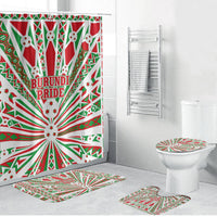 Burundi Pride Beat Of 1962 Independence Day Bathroom Set Traditional Karyenda Drummer Art With Flag Sunburst Design