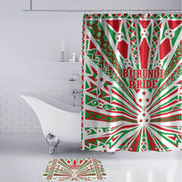 Burundi Pride Beat Of 1962 Independence Day Bathroom Set Traditional Karyenda Drummer Art With Flag Sunburst Design