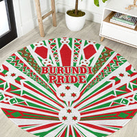 Burundi Pride Beat Of 1962 Independence Day Round Carpet Traditional Karyenda Drummer Art With Flag Sunburst Design