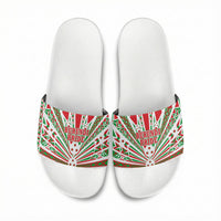 Burundi Pride Beat Of 1962 Independence Day Slide Sandals Traditional Karyenda Drummer Art With Flag Sunburst Design