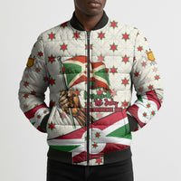 Burundi 1st July Independence Day Bomber Puffer Jacket Patriotic Flag Portrait Art - Geometric Star Pattern