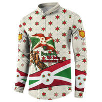 Burundi 1st July Independence Day Button Sweatshirt Patriotic Flag Portrait Art - Geometric Star Pattern