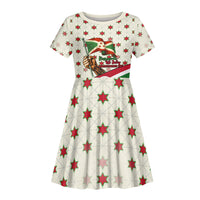 Burundi 1st July Independence Day Kid Short Sleeve Dress Patriotic Flag Portrait Art - Geometric Star Pattern