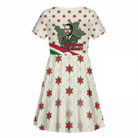 Burundi 1st July Independence Day Kid Short Sleeve Dress Patriotic Flag Portrait Art - Geometric Star Pattern