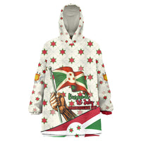 Burundi 1st July Independence Day Kid Wearable Blanket Hoodie Patriotic Flag Portrait Art - Geometric Star Pattern