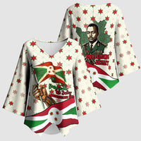 Burundi 1st July Independence Day Kimono Sleeve Blouse Patriotic Flag Portrait Art - Geometric Star Pattern