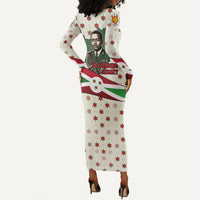 Burundi 1st July Independence Day Long Sleeve Bodycon Dress Patriotic Flag Portrait Art - Geometric Star Pattern