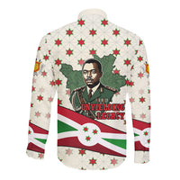 Burundi 1st July Independence Day Long Sleeve Button Shirt Patriotic Flag Portrait Art - Geometric Star Pattern