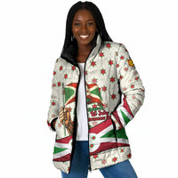Burundi 1st July Independence Day Padded Jacket Patriotic Flag Portrait Art - Geometric Star Pattern