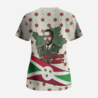 Burundi 1st July Independence Day Scrub Top Patriotic Flag Portrait Art - Geometric Star Pattern