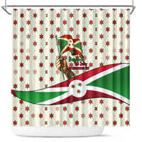 Burundi 1st July Independence Day Shower Curtain Patriotic Flag Portrait Art - Geometric Star Pattern
