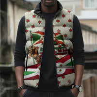 Burundi 1st July Independence Day Sleeveless Puffer Jacket Patriotic Flag Portrait Art - Geometric Star Pattern