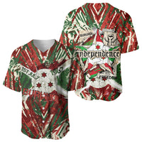 Burundi Independence Day Baseball Jersey 1st July 1962 Distressed Grunge Flag Art - Broken Chains And Freedom Star