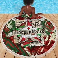 Burundi Independence Day Beach Blanket 1st July 1962 Distressed Grunge Flag Art - Broken Chains And Freedom Star