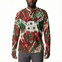 Burundi Independence Day Button Sweatshirt 1st July 1962 Distressed Grunge Flag Art - Broken Chains And Freedom Star