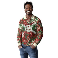 Burundi Independence Day Long Sleeve Polo Shirt 1st July 1962 Distressed Grunge Flag Art - Broken Chains And Freedom Star