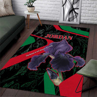Jordan Black Iris Area Rug with Flag Colors and Cultural Quote