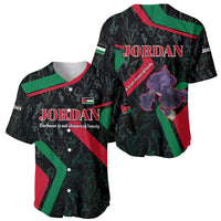Jordan Black Iris Baseball Jersey with Flag Colors and Cultural Quote