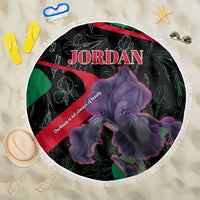 Jordan Black Iris Beach Blanket with Flag Colors and Cultural Quote