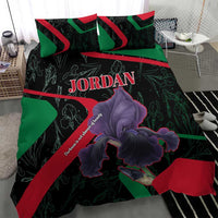 Jordan Black Iris Bedding Set with Flag Colors and Cultural Quote