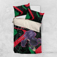 Jordan Black Iris Bedding Set with Flag Colors and Cultural Quote
