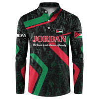 Jordan Black Iris Button Sweatshirt with Flag Colors and Cultural Quote