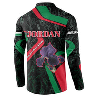 Jordan Black Iris Button Sweatshirt with Flag Colors and Cultural Quote