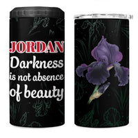 Jordan Black Iris 4 in 1 Can Cooler Tumbler with Flag Colors and Cultural Quote